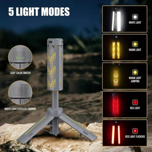 Nouvelle lampe de travail portable triple pour camping, pêche, lumière chaude, intensité réglable, rechargeable - Product Image 5