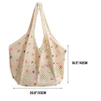 Boho Crochet Beach Tote Sac à bandoulière avec perles colorées Colorful Aesthetic Hippie Knit Bag for Women