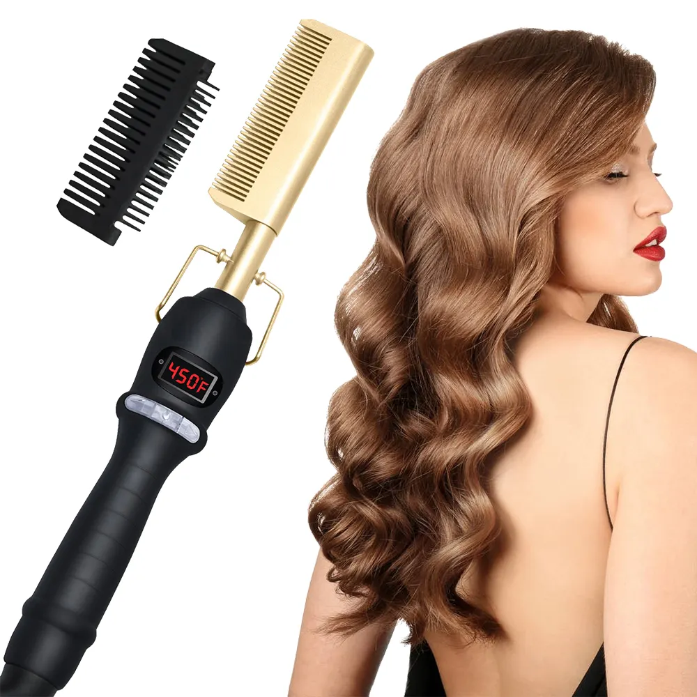 Dropshippingホット販売Copper櫛2020 Mini Hair Straightening Hot Press Comb Electric