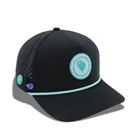 Gorra de Golf Unisex de 5 Paneles con Diseño Personalizado, de Poliéster y Spandex, Transpirable, Impermeable, con Orificios Cortados con Láser, Estilo Vintage