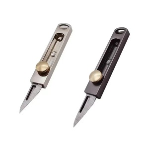 Mini couteau de poche en acier inoxydable, lame de 20 mm, design compact, couteau utilitaire à bouton-poussoir, porte-clés, argent, bronze, noir - Product Image 3