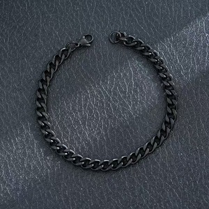 Vente en gros de bracelets pour hommes en acier inoxydable, style hip-hop, chaîne cubaine torsadée, fermoir mousqueton, noir NK - Product Image 6