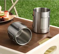 200ML 300ML 400ML Tasses en acier inoxydable isolées Gobelet 304 avec poignée pliante pour flammes nues pour le camping