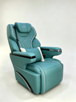Siège de capitaine VIP en cuir Nappa bleu Tiffany personnalisé avec points diamantés, doté de massage électrique et de ventilation, pour l'aménagement intérieur de fourgonnette professionnelle