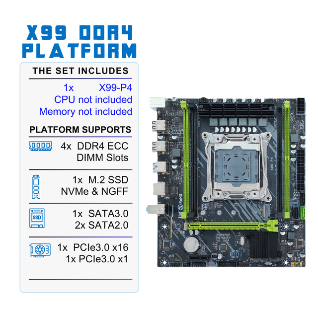 X99 C612 Chipset Computer Motherboard LGA2011-3 Supports Intel Xeon E5 Dual-channel DDR4 SATA3.0 NVME M.2 Intel X99 Motherboard