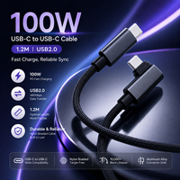 Câble USB-C à USB-C à angle droit 1,2 m 100 W PD Charge rapide 5 A Câble de données USB 2.0 Logo personnalisé OEM ODM Fournisseur en gros d'usine