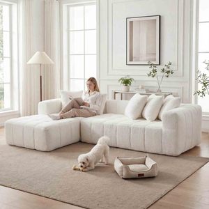 Canapé d'angle modulaire Oehome 107,9 pouces en forme de L avec pieds en bois, design moderne, rembourrage mousse et ressorts, assise profonde, aucun assemblage requis - Product Image 1