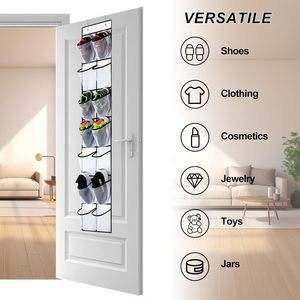 Over The Door Shoe Organizer 14 Mesh Pockets Hanging Rack For Closet Storage White 2 Pack - Product Image 4