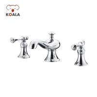 Robinet de lavabo de luxe noir chromé poli, moderne, 3 trous, à montage large, en laiton UPC, anti-goutte, économie d'eau, double poignée, céramique, pour montage sur comptoir