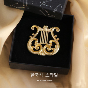 Broche harpe minimaliste pour robe or Note de musique Badge Octave broches pour étudiant sac à dos décoration - Product Image 4