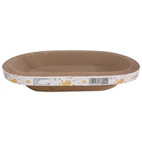Griffoir pour chat en carton ondulé en forme de bateau ovale, motif chaton de dessin animé mignon, lit de repos pour chat à double usage, tapis de meulage des griffes, jouet pour chat
