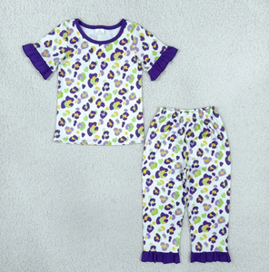 Ensemble de vêtements pour bébé à imprimé léopard Mardi Gras, combinaison à fermeture éclair, robe à volants pour enfants, tenue de pyjama - Product Image 3