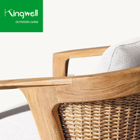 Ensemble de meubles de jardin d'extérieur de luxe Ensemble table à manger et chaises modernes en bois de teck pour restaurant avec rotin