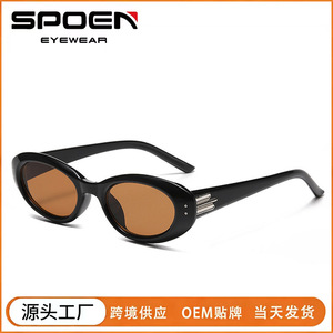 Lunettes de soleil rétro œil de chat pour femme, monture intégrale UV400, petite monture ovale, protection solaire, style 2025 - Product Image 5