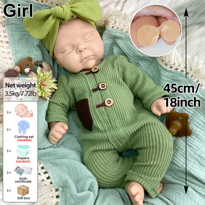 Bebé Reborn de Silicona Pura de 18 Pulgadas para Dormir, DIY, Sin Pintar, con Detalle de Pestañas 3D, Niña para Juego de Rol Infantil - Product Image 2