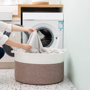 Cesto Pieghevole in Corda di Cotone 65L XXXL con Manici, Cesto Rettangolare Intrecciato per Conservare Coperte e <span class=keywords><strong>Giocattoli</strong></span> dei Bambini - Product Image 5