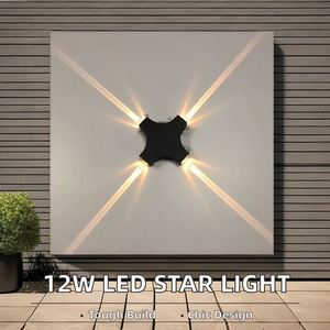 12W LED Cross <b>Star</b> <b>Light</b> Modern Outdoor Wall Lamp Stainless Steel Base Waterproof and Mildewproof for Wall Decoration - Product Image 2