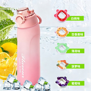 Botella de agua de plástico con gradiente de sabor de 720 ml, a prueba de fugas, con pajitas de sabor para estudiantes y adultos - Product Image 2