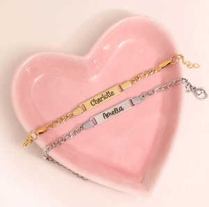 Bracelet personnalisé avec nom, chaîne <span class=keywords><strong>en</strong></span> acier inoxydable plaqué <span class=keywords><strong>or</strong></span>, bijoux tendance, cadeau pour enfants, bracelet à barre avec gravure de lettres - Product Image 3