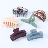 Pince à cheveux rectangulaire en plastique ABS+TPR, antidérapante, couleur dégradée, grande taille 4 pouces, finition mate, pince à mâchoires carrée