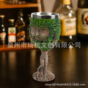 Verre à pied en résine d'arbre mythique 177 ml, isolation thermique en acier inoxydable, décoration de fête, ornement artisanal - Product Image 4