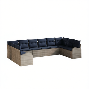 ชุดโซฟาสวนหวายเทียม 10 ที่นั่ง เฟอร์นิเจอร์กลางแจ้ง ทนทานต่อสภาพอากาศ ดีไซน์ร่วมสมัย - Product Image 1