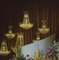 Lustres LED en cristal acrylique de luxe européens, grands lustres pour les lieux de mariage, les hôtels, les salons, décoration de plafond, luminaire suspendu