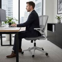 Chaise de bureau ergonomique en maille avec soutien lombaire réglable en hauteur et accoudoirs rabattables, fournisseur d'usine OEM