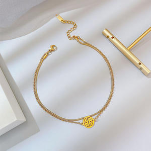 Cavigliera da Donna in Acciaio Inossidabile 316L Antiossidante, Placcata in Oro 18K, Catena Portafortuna - Product Image 4