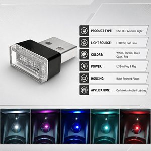 Luz Ambiente USB para Carro, Exclusiva Transfronteiriça, Direto da Fonte, Luz Noturna Decorativa em Acrílico com Blocos de Cores MKS-669 - Product Image 1