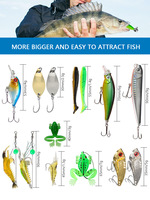 Kit de matériel de pêche 24 pièces ensemble d'appâts durs artificiels pour bar de mer poisson-chat eau douce eau salée métal leurre accessoires boîte aveugle