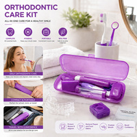 Kit de soins orthodontiques OEM 8 en 1, ensemble d'hygiène dentaire portable en plastique pour les patients portant des appareils dentaires