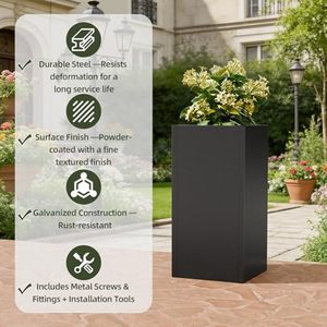 Fioriera Rettangolare Alta <span class=keywords><strong>da</strong></span> <span class=keywords><strong>Esterno</strong></span> in Alluminio Verniciato a Polvere con Foro di Drenaggio per Casa e Giardino, Fornitura Diretta dalla Fabbrica - Product Image 3