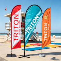 Drapeaux plume personnalisés avec logo imprimé, bannières publicitaires en forme de goutte d'eau, drapeaux de plage personnalisés pour l'extérieur
