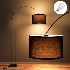 Lampe sur pied moderne pour la décoration de la <span class=keywords><strong>maison</strong></span>, réglable, base E27, en tissu et en fer, lampe sur pied LED en arc pour le salon - Product Image 1