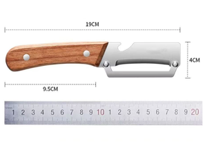 Éplucheur de légumes multifonctionnel de qualité supérieure avec manche en bois et ouvre-bouteille, lame en acier inoxydable, outil de cuisine pour fruits - Product Image 6