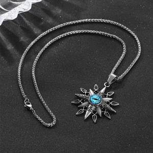 Eight Pointed Star Evil Eye Pendant <b>Titanium</b> Steel Men's Necklace SP953 - Product Image 4