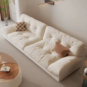 Canapé modulaire trois places en cuir véritable de style moderne italien, en nubuck Milano, choix des designers pour les villas - Product Image 1