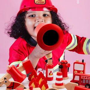 Ensemble de <span class=keywords><strong>jeu</strong></span> de simulation de pompier en bois unisexe, jouets d'apprentissage éducatifs cognitifs interactifs pour enfants - Product Image 4