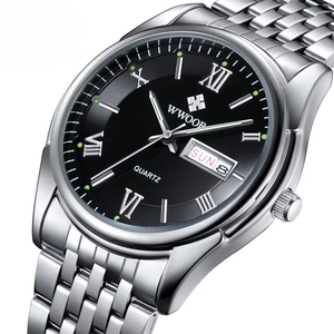 Montre classique pour homme, étanche, à quartz, cadran violet, bracelet en acier inoxydable, montre-bracelet lumineuse HD, calendrier, montre de cérémonie - Product Image 3