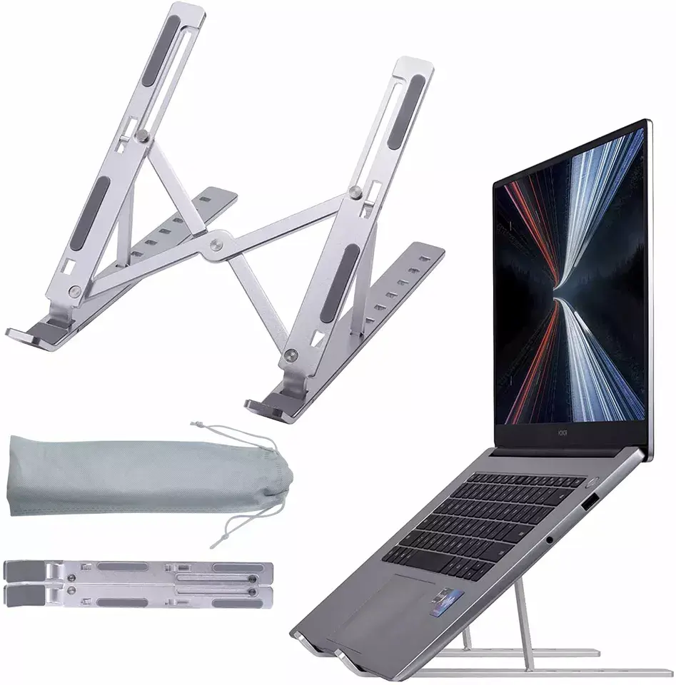 Dudukan Laptop Portabel Bahan Aloi Aluminium, Dudukan Laptop Lipat Tinggi Dapat Diatur Ergonomis untuk Macbook 2021