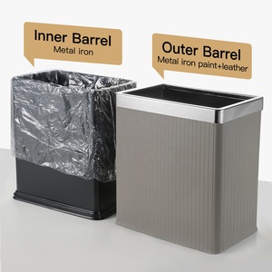 Cubo de Basura Delgado de Lujo en Cuero y Metal, 2.6 Galones/10L, con Tapa Abierta, Resistente al Fuego, a Prueba de Fugas y Ecológico, FRINS - Product Image 4