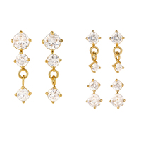 Ensemble de boucles d'oreilles clous en acier inoxydable plaqué or 18 carats J&D Jewelry, lot de 3 paires, avec zircon cubique blanc étincelant, bijoux pendantes pour femmes