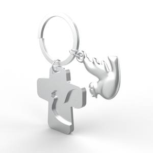 Chaud Élégant En Alliage De Zinc Pas Cher Croix Colombe Porte-clés Ringfor Souvenir - Product Image 3