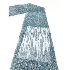 Vestido de noche de novia de tela de encaje de lentejuelas con cuentas de tul bordadas de lujo púrpura con encaje nupcial de diamantes de imitación y diamantes de imitación - Product Image 3