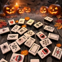 Tuiles de Mahjong Américaines de Luxe en Acrylique, Design Crâne de Vampire Effrayant pour Halloween, 160 Pièces, Idéales pour les Fêtes et les Voyages