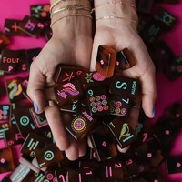 Juego de Mahjong Americano Personalizado, 160 Fichas Acrílicas, Temática de Viaje: París, Nueva York, Langosta, Patriota, Neón, OEM, Juego de Mesa, Regalo Navideño