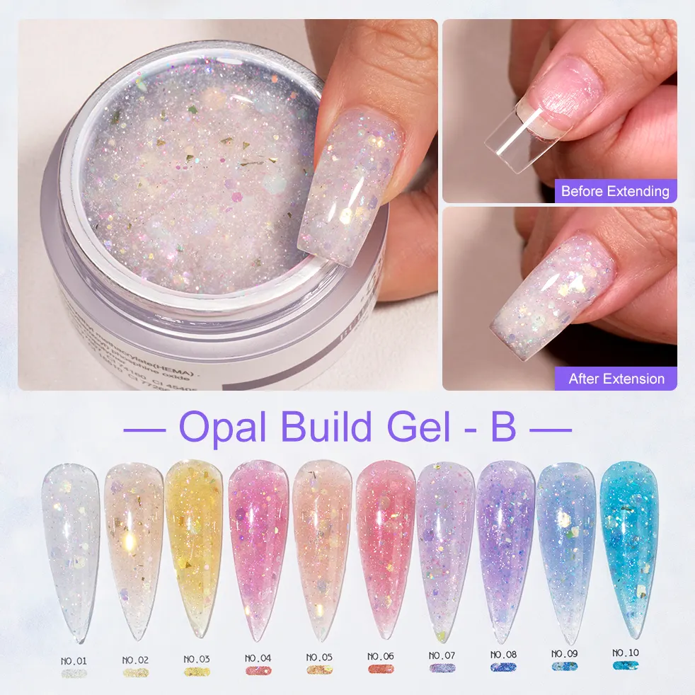 Westink Beauty 10 Kleuren Nieuw Opaal Bouwen Gel Nagelverlenging Glitter Gel Design Gel