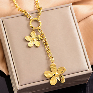 Thời Trang Mới Thép Không Gỉ Tua Dài Vòng Cổ Vòng Hoa Mặt Trời Và Mặt Trăng Nước <span class=keywords><strong>Drop</strong></span> Shipping Kim Cương Tình Yêu Dây Chuyền Xương Đòn - Product Image 5