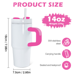 Vente en gros 14oz <span class=keywords><strong>Sublimation</strong></span> enfants isolé en acier inoxydable <span class=keywords><strong>thermique</strong></span> vide tasses enfants enfants bouteille d'eau avec paille et poignée - Product Image 3